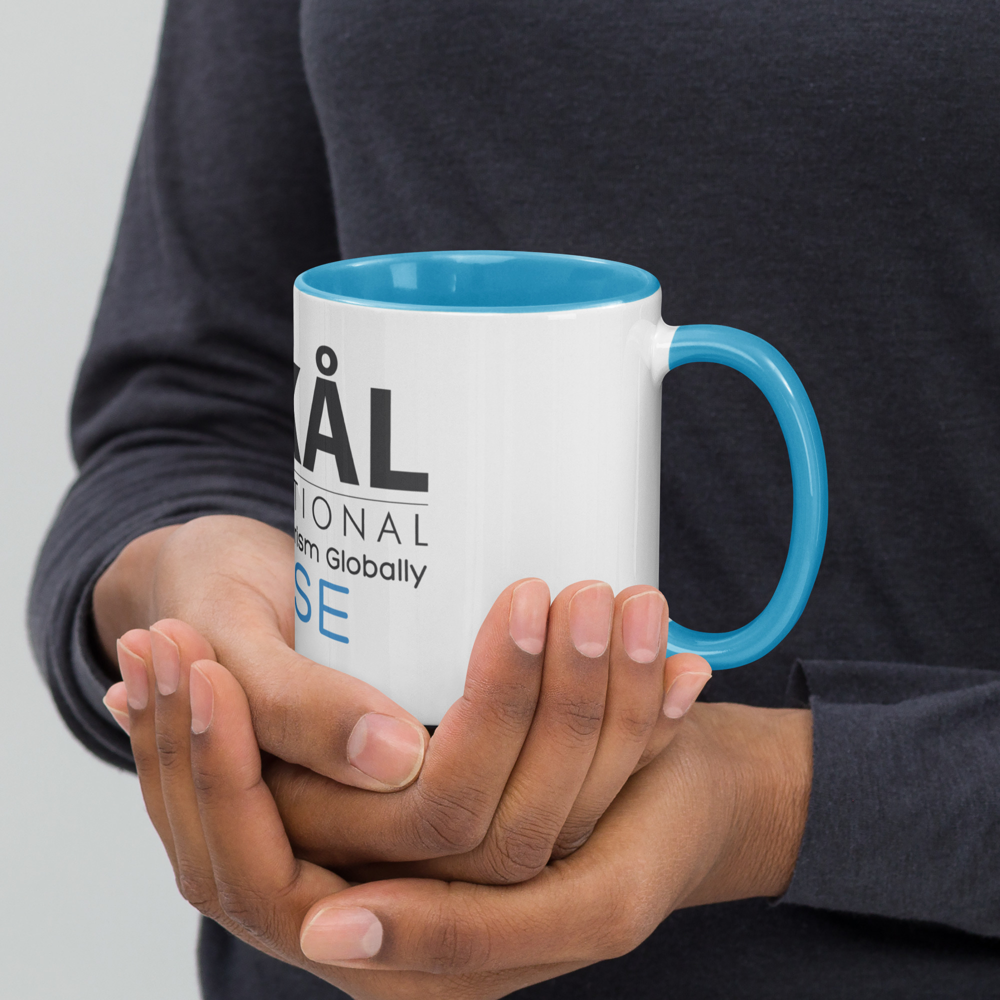 Skål International Boise Coffee Mug – White Ceramic with Blue Interior, Premium 11oz / 15oz - Image 4