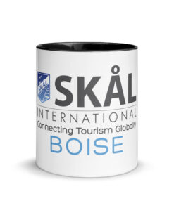 Skål International Boise Coffee Mug – White Ceramic with Blue Interior, Premium 11oz / 15oz