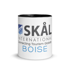 Skål International Boise Coffee Mug – White Ceramic with Blue Interior, Premium 11oz / 15oz