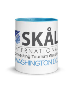 Skål International Washington DC Coffee Mug – White Ceramic with Blue Interior, Premium 11oz / 15oz