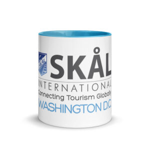 Skål International Washington DC Coffee Mug – White Ceramic with Blue Interior, Premium 11oz / 15oz