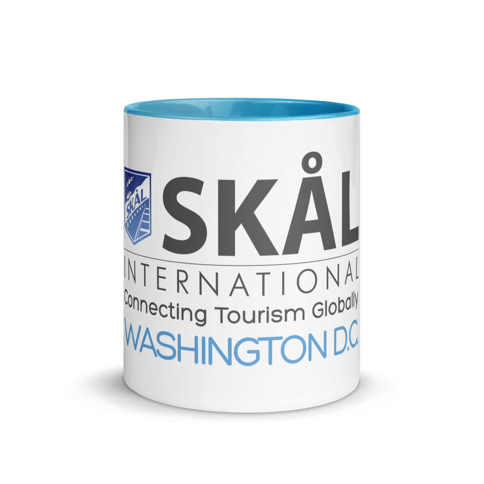 Skål International Washington DC Coffee Mug – White Ceramic with Blue Interior, Premium 11oz / 15oz