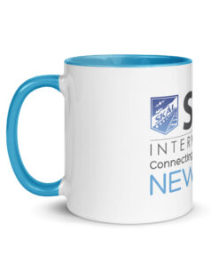 Alternative view of Skål International New York Coffee Mug – White Ceramic with Blue Interior, Premium 11oz / 15oz