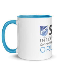 Alternative view of Skål International Orlando Coffee Mug – White Ceramic with Blue Interior, Premium 11oz / 15oz