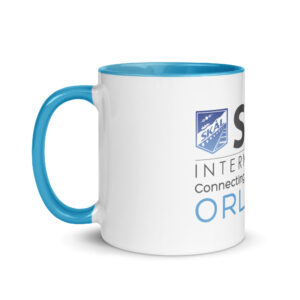 Alternative view of Skål International Orlando Coffee Mug – White Ceramic with Blue Interior, Premium 11oz / 15oz