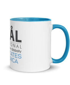 Alternative view of Skål International Logo Coffee Mug – White Ceramic with Blue Interior, Premium 11oz / 15oz