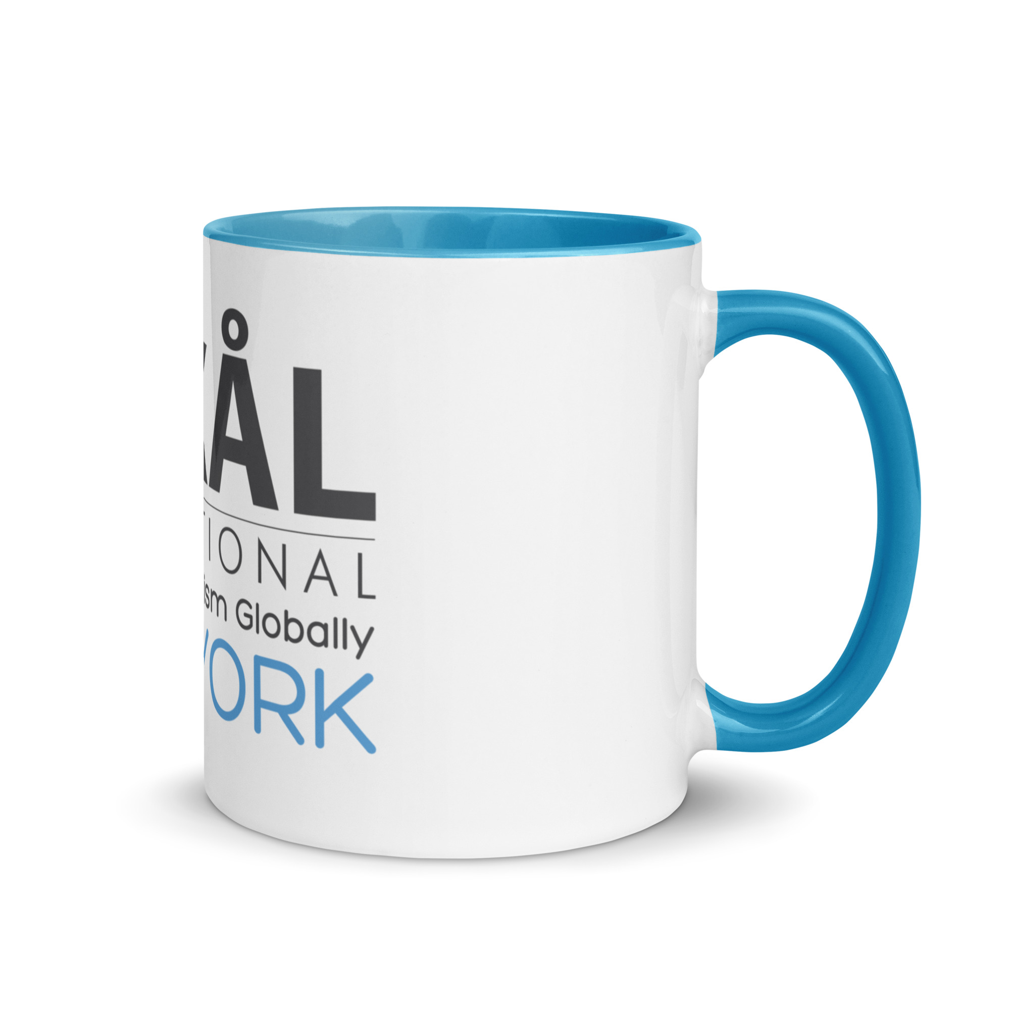 Skål International New York Coffee Mug – White Ceramic with Blue Interior, Premium 11oz / 15oz - Image 4
